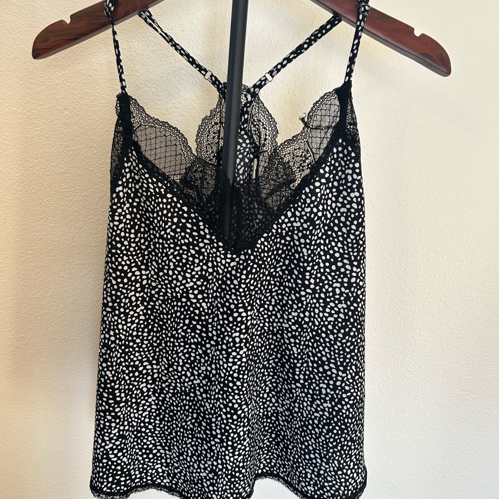 By Together Black and White Lace Detail Top